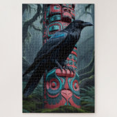 Schwarzer Rasen und Totem Pole Kunst und Kultur Puzzle (Vertikal)