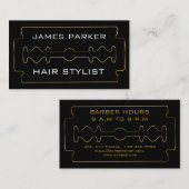 Schwarzer Rasierklingen-Friseur-Haar-Stylist Visitenkarte (Vorne/Hinten)