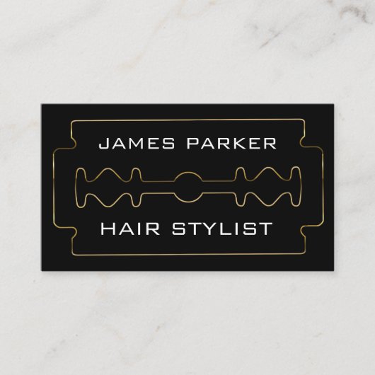 Schwarzer Rasierklingen-Friseur-Haar-Stylist Visitenkarte (Vorderseite)