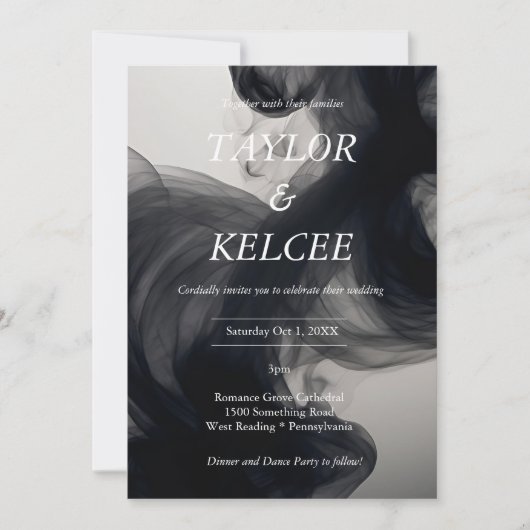 Schwarzer Rauch - KUNDENBARE Hochzeit Einladung (Vorderseite)