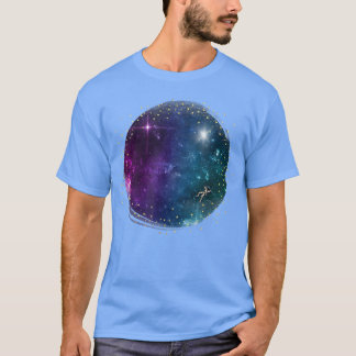 Schwarzer Raum und Astronaut in der Galaxie mit St T-Shirt