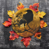 Schwarzer Raven in Totenbaum Halloween Pappteller