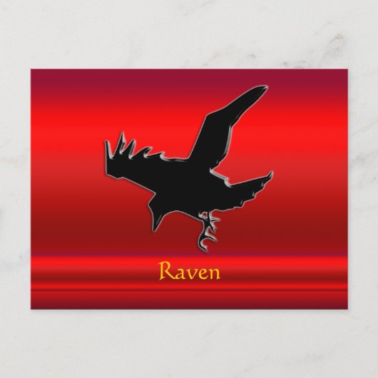 Schwarzer Raven mit Bossausdruck auf rotem Chromef Postkarte (Vorderseite)
