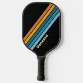 Schwarzer Regenbogen gestreift mit Namen Pickleball Schläger (Rückseite)
