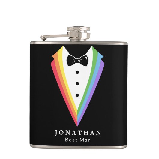 Schwarzer Regenbogen Personalisierte Trauzeugen Ga Flachmann (Vorderseite)