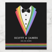 Schwarzer Regenbogen Personalisierte Trauzeugen Ga Weinetikett (Einzelnes Label)