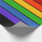 Schwarzer Regenbogen Streifen Geschenkpapier (Ecke)