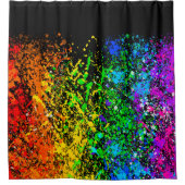 Schwarzer Regenbogenfarbenfarbe Spritzer farbig Duschvorhang (Vorderseite)