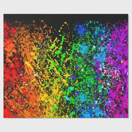 Schwarzer Regenbogenfarbenfarbe Spritzer farbig Geschenkpapier (Flach)