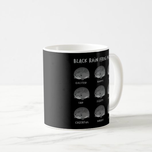 Schwarzer Regenfrosch Moods Grumpy Black Desert Ra Kaffeetasse (VorderseiteRechts)