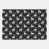 Schwarzer Rentier, Weihnachtsbaum und Urlaubsmuste Geschenkpapier Set (Vorderseite)