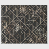 Schwarzer Retro Art Deco Geometrischer Paint-Sprit Geschenkpapier (Flach)