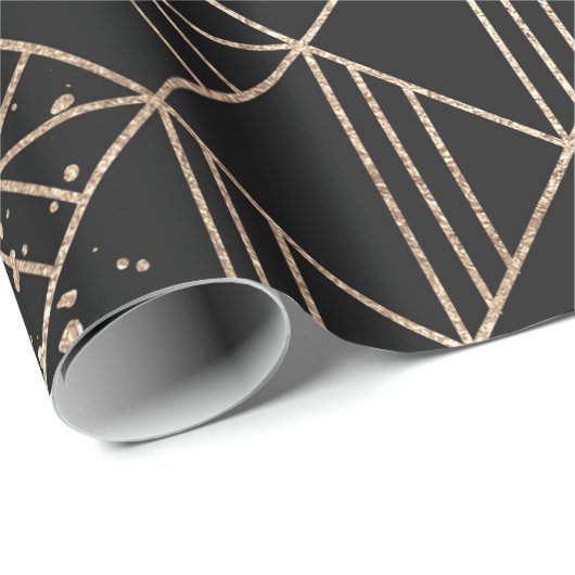Schwarzer Retro Art Deco Geometrischer Paint-Sprit Geschenkpapier (Rolleneckpunkt)