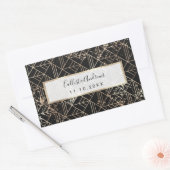 Schwarzer Retro Art Deco Geometrischer Paint-Sprit Rechteckiger Aufkleber (Umschlag)