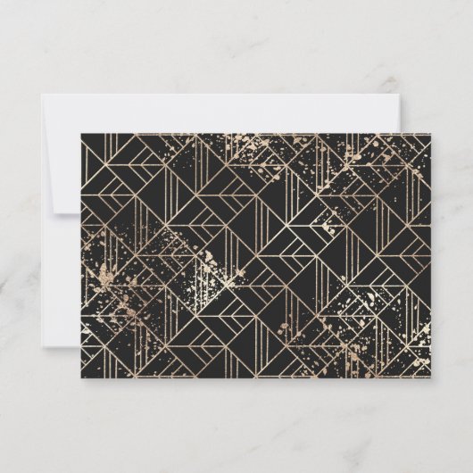 Schwarzer Retro Art Deco Geometrischer Paint-Sprit Save The Date (Rückseite)