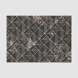 Schwarzer Retro Art Deco Geometrischer Paint-Sprit Seidenpapier