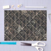 Schwarzer Retro Art Deco Geometrischer Paint-Sprit Seidenpapier (Handwerk)