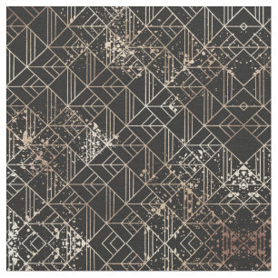 Schwarzer Retro Art Deco Geometrischer Paint-Sprit Stoff