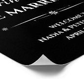 Schwarzer Retro-Drink Verheiratet Begrüßung sein Poster (Ecke)