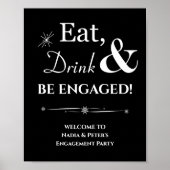 Schwarzer Retro-Esser Verlobte Verlobung Poster (Vorne)