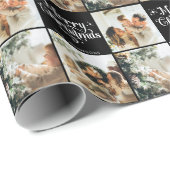 Schwarzer Retro Frohe Weihnachtsfamilie 3 Foto Col Geschenkpapier (Rolleneckpunkt)