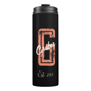 Schwarzer Retro-Minimalistischer moderner Monogram Thermosbecher