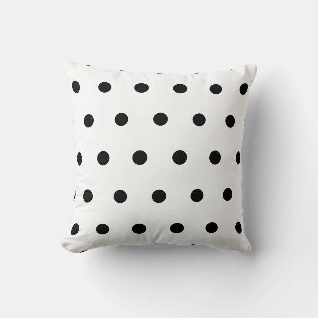 Schwarzer Retro-Polka-Dot Kissen (Vorderseite)