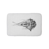 Schwarzer Retro-Quallen über weißem Hintergrund Badematte (Vorderseite)