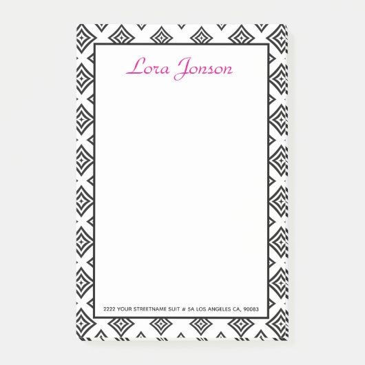 Schwarzer Rhomboid im weißen Hintergrund Post-it Klebezettel (Vorderseite)