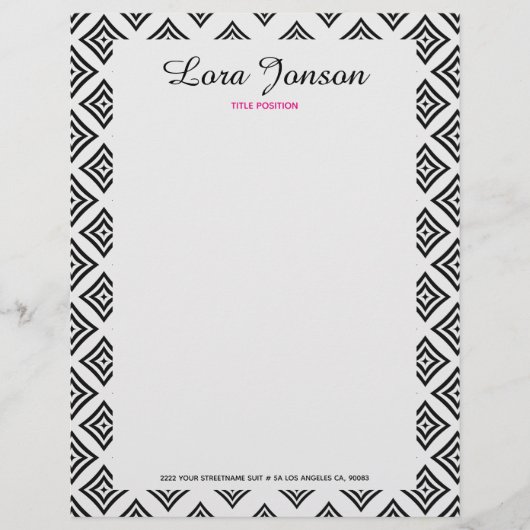 Schwarzer Rhomboid über weißem Hintergrund Briefbogen (Vorderseite)