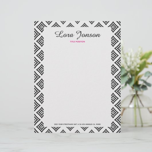 Schwarzer Rhomboid über weißem Hintergrund Briefbogen (Stehend Vorderseite)