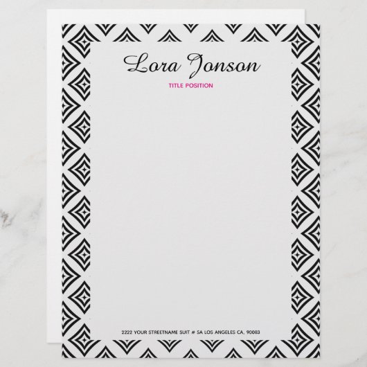 Schwarzer Rhomboid über weißem Hintergrund Briefbogen (Vorne/Hinten)