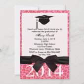 Schwarzer Ribbon Pink Leopard Abschluss Einladung (Vorderseite)