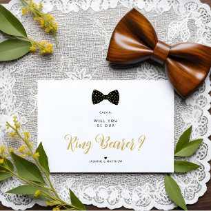 Schwarzer Ringträger Vintage Fliege Hochzeitsantra Postkarte