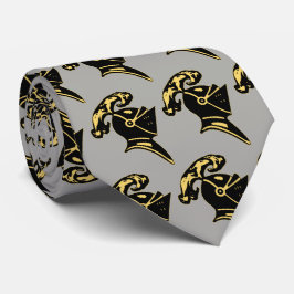 SCHWARZER RITTER-STURZHELM--AUF GRAU KRAWATTE