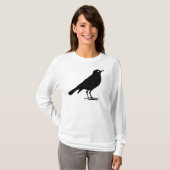 Schwarzer Robin-Vogel-Druck T-Shirt (Vorne ganz)