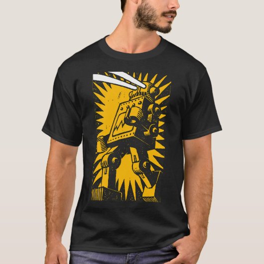 Schwarzer Roboter T-Shirt (Vorderseite)