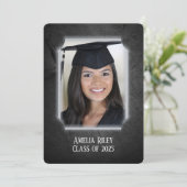 Schwarzer Rock-Hintergrund mit Foto Einladung (Stehend Vorderseite)