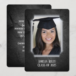 Schwarzer Rock-Hintergrund mit Foto Einladung