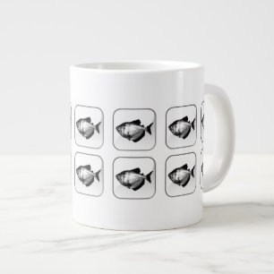Schwarzer Rock-Tetra-Viereck-Knopf-Muster Jumbo-Tasse
