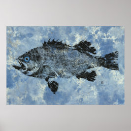 Schwarzer Rockfish auf blau - 36" x 24" Poster