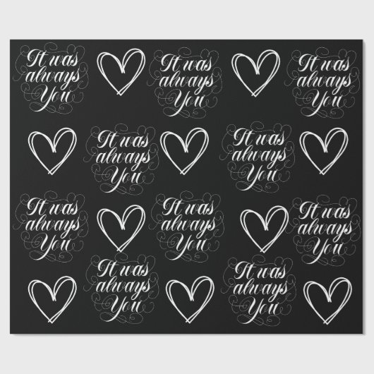 Schwarzer Romantik zum Hochzeitstag Geschenkpapier (Flach)