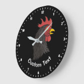 Schwarzer Rooster-Kopf Große Wanduhr (Winkel)