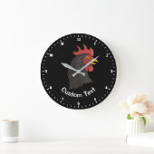 Schwarzer Rooster-Kopf Große Wanduhr (Zuhause)