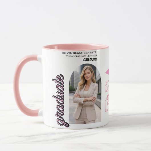 Schwarzer & Rosa-Abschlusskaffeebecher 2026 Gesche Tasse (Links)