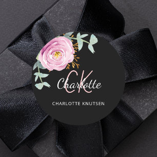 Schwarzer Rosa Blüteneukalyptus vielen Dank Runder Aufkleber