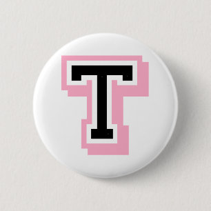 schwarzer rosa Buchstabe T Button