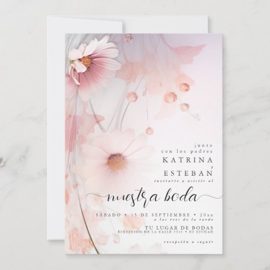 Schwarzer Rosa Daisy/Rosa margarita Einladung (Vorderseite)