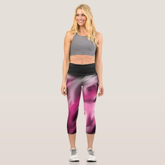 Schwarzer/rosa Farbverlauf Hoher Waisted Capris (Vorderseite)