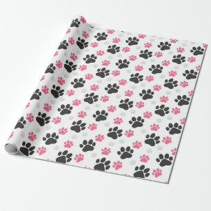 Schwarzer Rosa Pfotenabdruck Hundebesitzer Welpenl Geschenkpapier